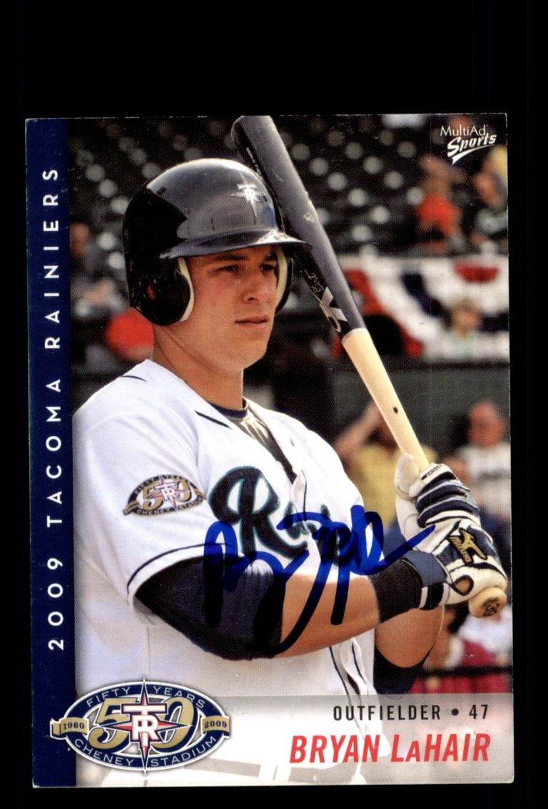 Signed Baseball Card Auto Bryan LaHair 2009 MultiAd Tacoma Rainiers