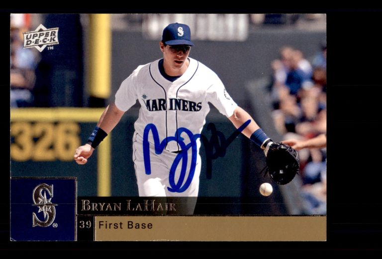 Signed Baseball Card Auto Bryan LaHair 2009 Upper Deck #858 Seattle Mariners