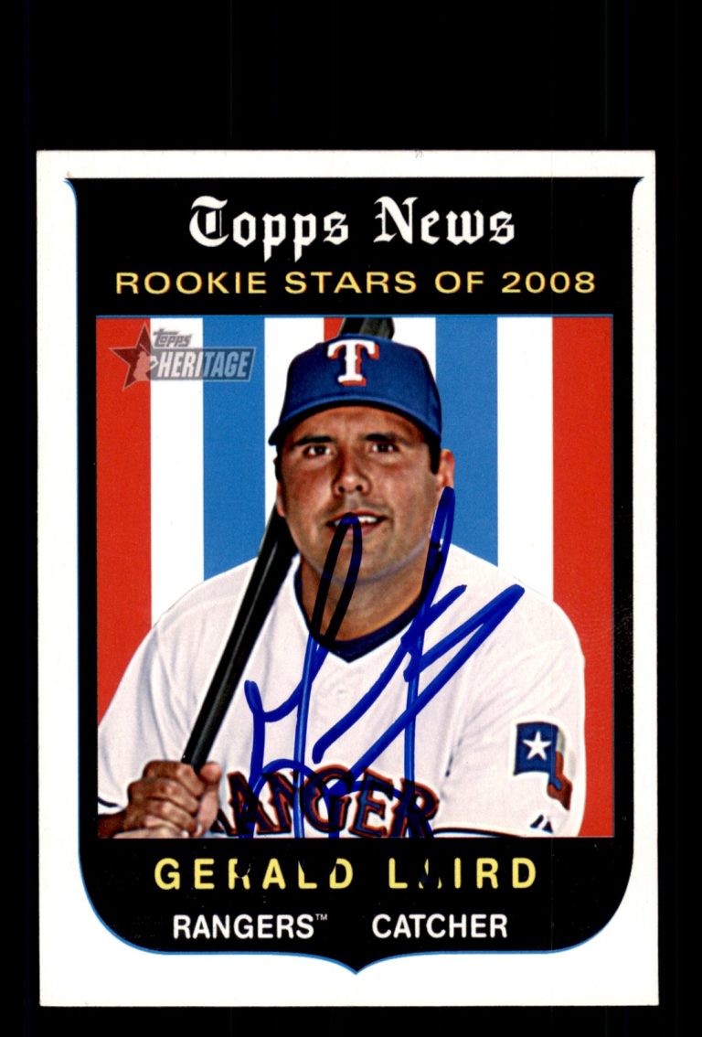 Signed Baseball Card Auto Gerald Laird 2008 Topps Heritage #571 Texas Rangers