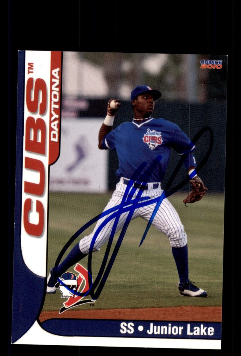 Signed Baseball Card Auto Junior Lake 2010 Choice Daytona Cubs