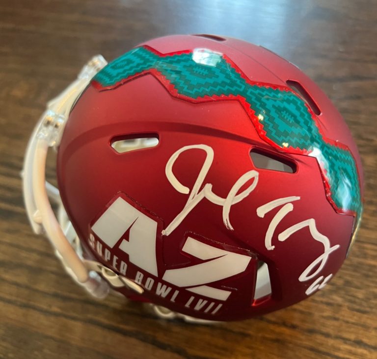 JOE THUNEY SIGNED FOOTBALL MINI HELMET AUTO KANSAS CITY CHIEFS SB 57 JSA COA