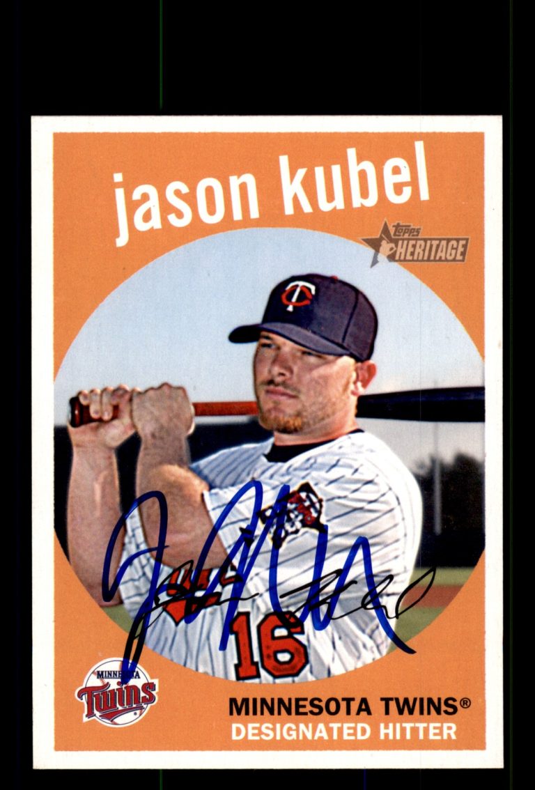 Signed Baseball Card Auto Jason Kubel 2008 Topps Heritage #522 Minnesota Twins