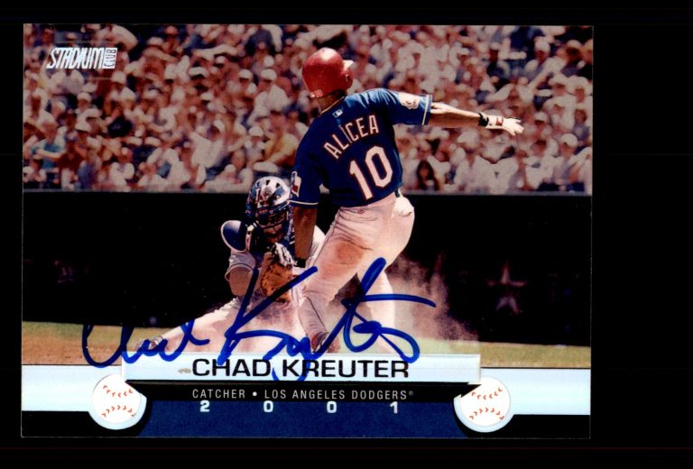 Signed Baseball Card Auto Chad Kreuter 2001 Stadium Club #4 Los Angeles Dodgers