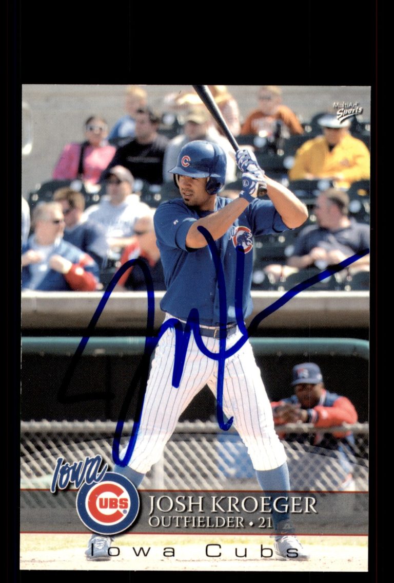 Signed Baseball Card Auto Josh Kroeger 2008 MultiAd Iowa Cubs