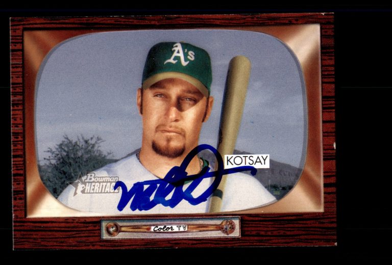 Signed Baseball Card Auto Mark Kotsay 2004 Bowman Heritage #164 Oakland A's