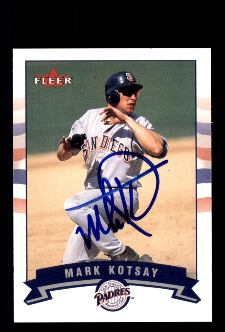 Signed Baseball Card Auto Mark Kotsay 2002 Fleer #329 San Diego Padres