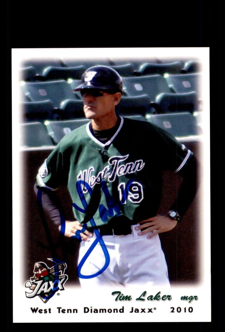 Signed Baseball Card Auto Tim Laker 2010 Grandstand West Tenn Diamond Jaxx