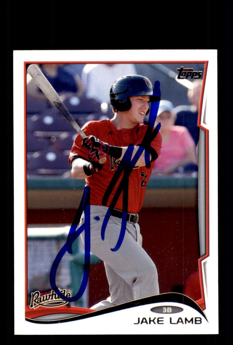 Signed Baseball Card Auto Jake Lamb 2014 Topps Pro Debut #165 Visalia Rawhide