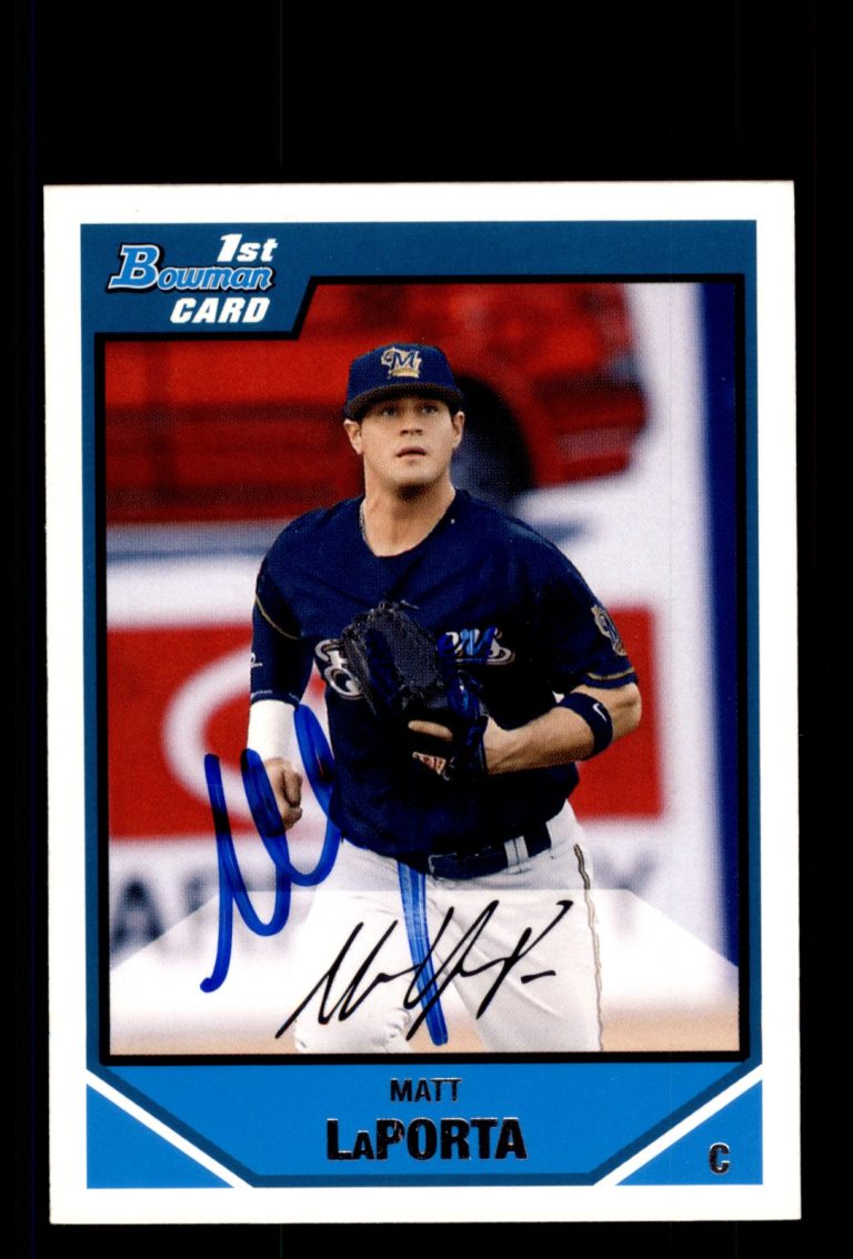 Signed Baseball Card Auto Matt LaPorta 2007 Bowman #BDPP64 Milwaukee Brewers