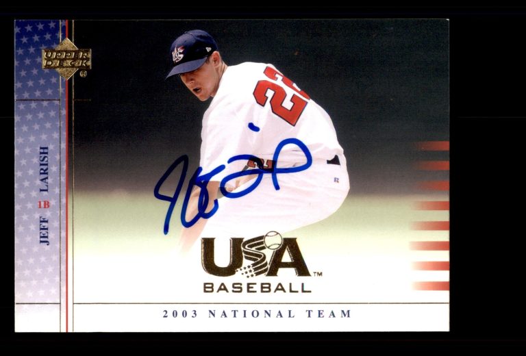 Signed Baseball Card Auto Jeff Larish 2003 Upper Deck #USA14 Team
