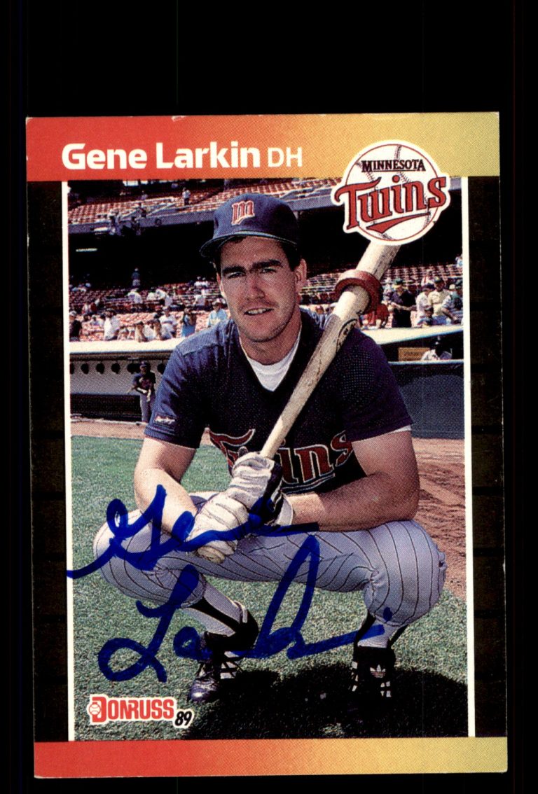 Signed Baseball Card Auto Gene Larkin 1989 Donruss #355 Minnesota Twins