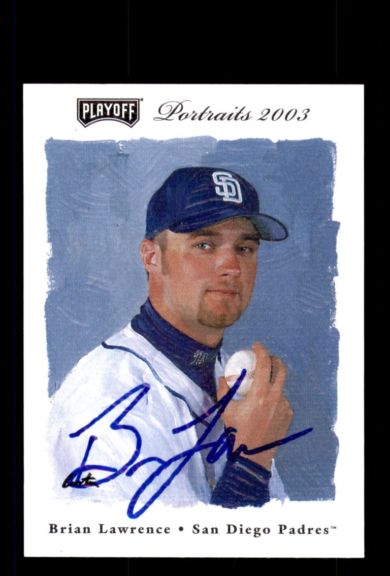 Signed Baseball Card Auto Brian Lawrence 2003 Playoff Portraits #123 Padres