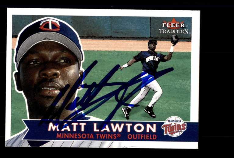 Signed Baseball Card Auto Matt Lawton 2001 Fleer Tradition #224 Minnesota Twins
