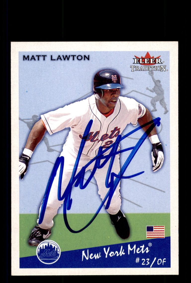 Signed Baseball Card Auto Matt Lawton 2002 Fleer Tradition #402 New York Mets