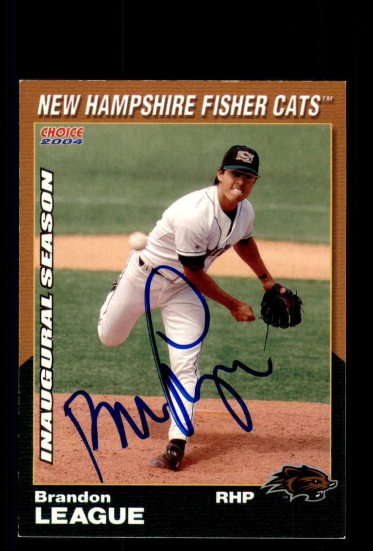 Signed Baseball Card Auto Brandon League 2004 Choice New Hampshire Fisher Cats