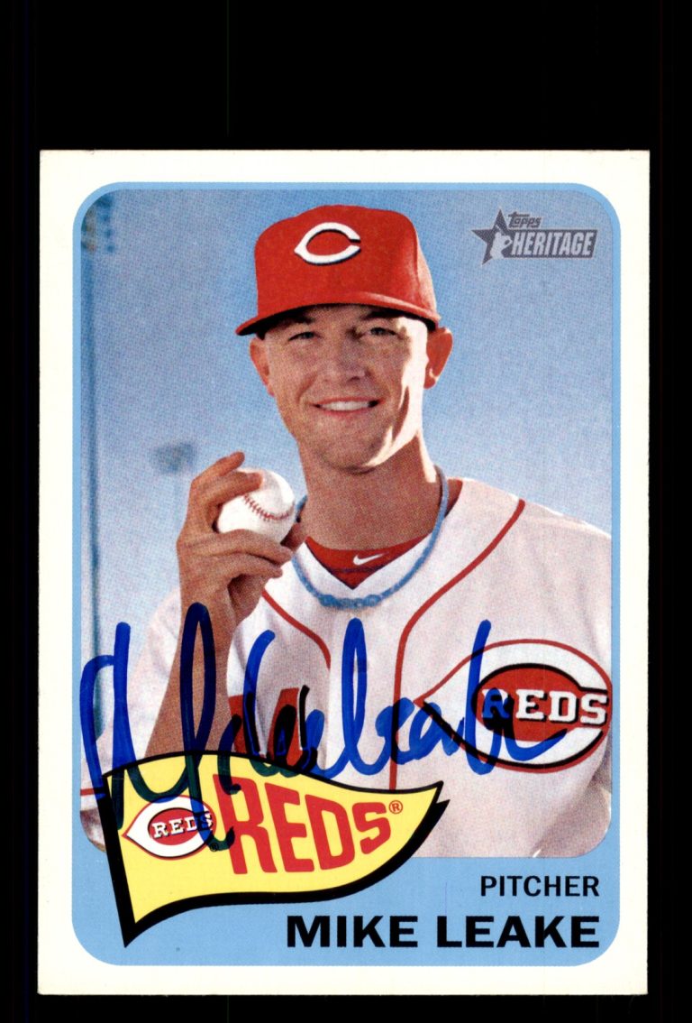 Signed Baseball Card Auto Mike Leake 2014 Topps Heritage #128 Cincinnati Reds