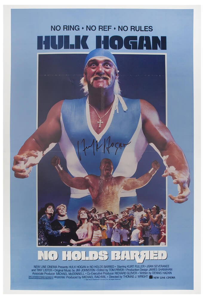 Hulk Hogan Signed No Holds Barred 27×40 Full Size Movie Poster - (SCHWARTZ COA)