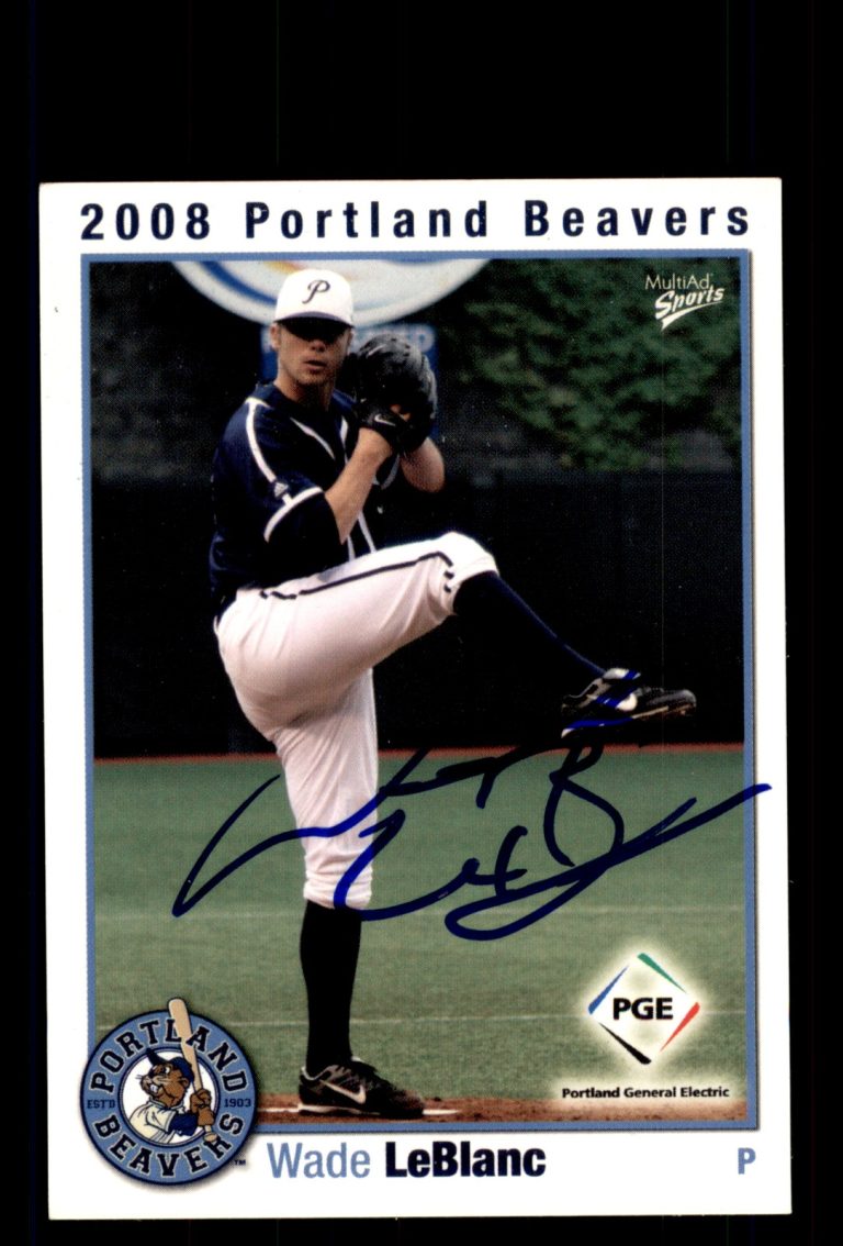 Signed Baseball Card Auto Wade LeBlanc 2008 MultiAd Portland Beavers