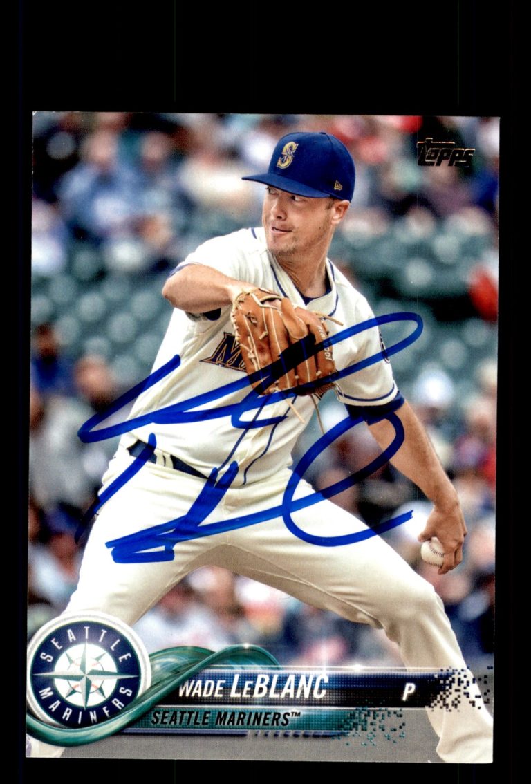 Signed Baseball Card Auto Wade LeBlanc 2018 Topps Update #US123 Seattle Mariners