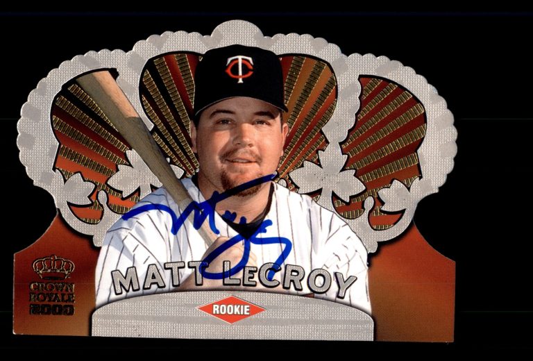 Signed Baseball Card Auto Matt LeCroy 2000 Pacific Crown Royale #80 Twins