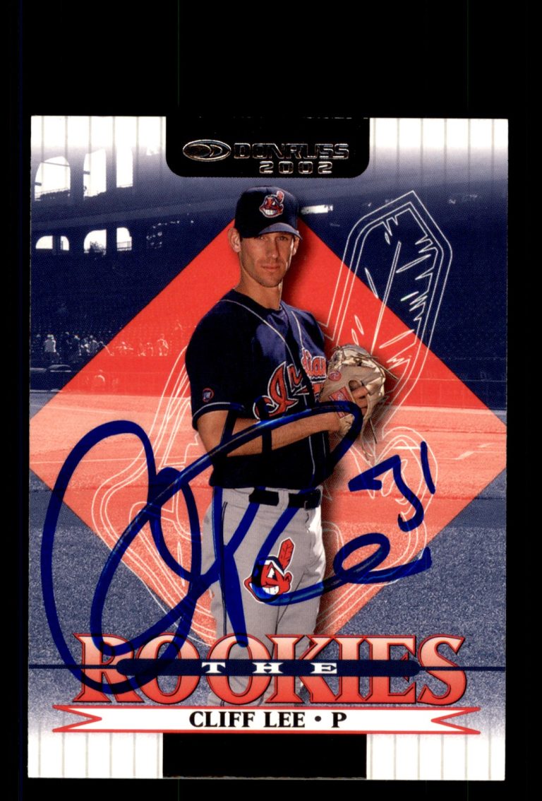 Signed Baseball Card Auto Cliff Lee 2002 Donruss The Rookies #104 Indians