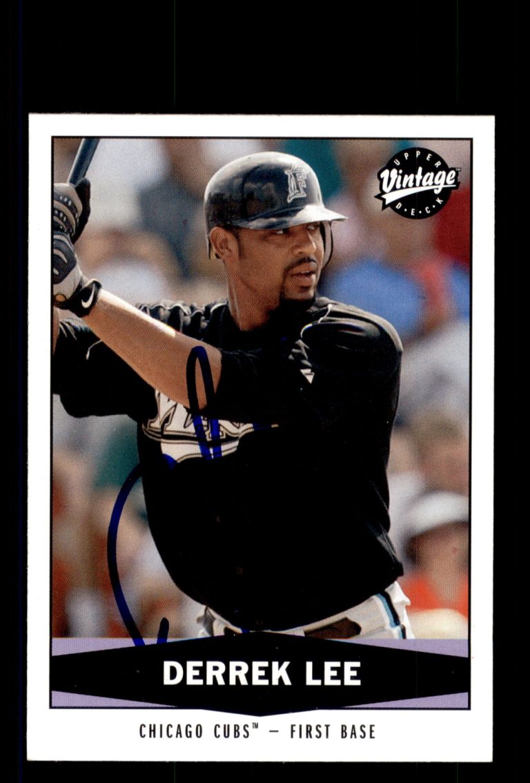 Signed Baseball Card Auto Derrek Lee 2004 Upper Deck Vintage #140 Chicago Cubs