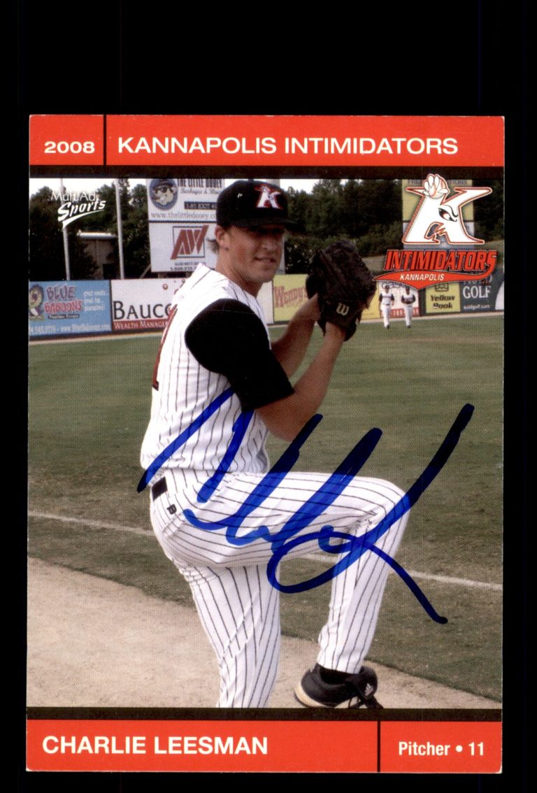 Signed Baseball Card Auto Charlie Leesman 2008 MultiAd Kannapolis Intimidators