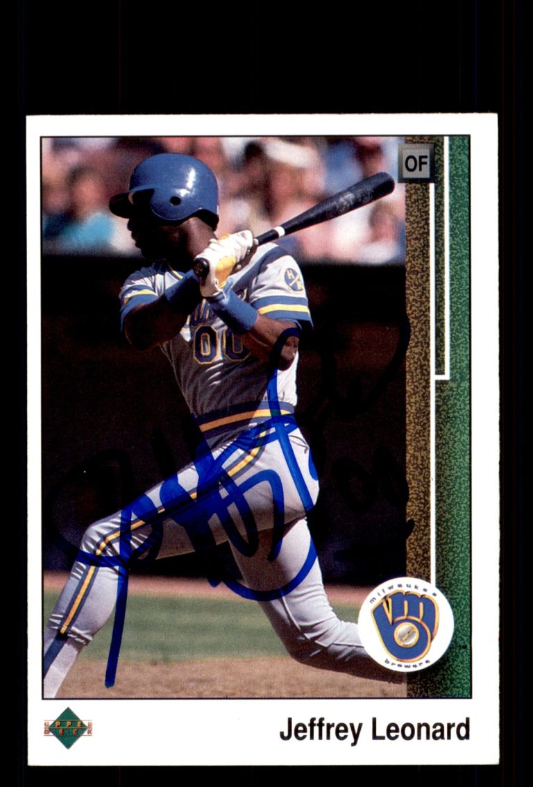 Signed Baseball Card Auto Jeffrey Leonard 1989 Upper Deck #263 Milwaukee Brewers