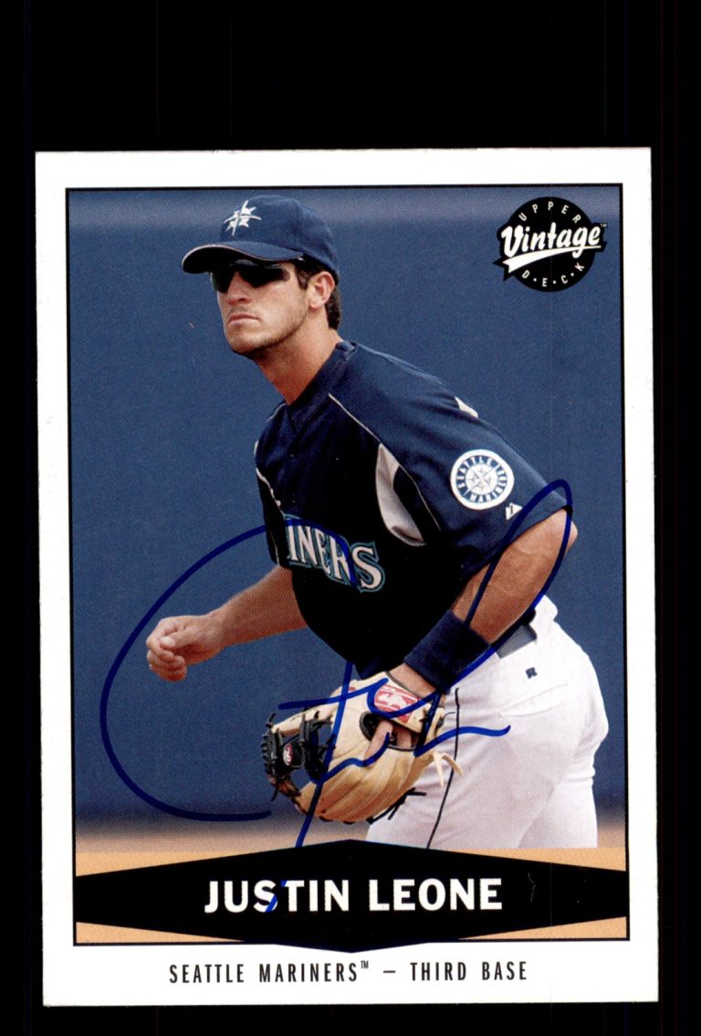 Signed Baseball Card Auto Justin Leone 2004 Upper Deck Vintage #488 Mariners