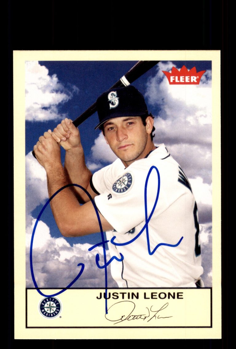 Signed Baseball Card Auto Justin Leone 2005 Fleer Tradition #218 Mariners