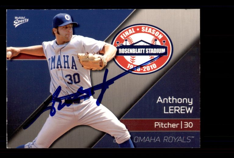 Signed Baseball Card Auto Anthony Lerew 2010 MultiAd Omaha Royals