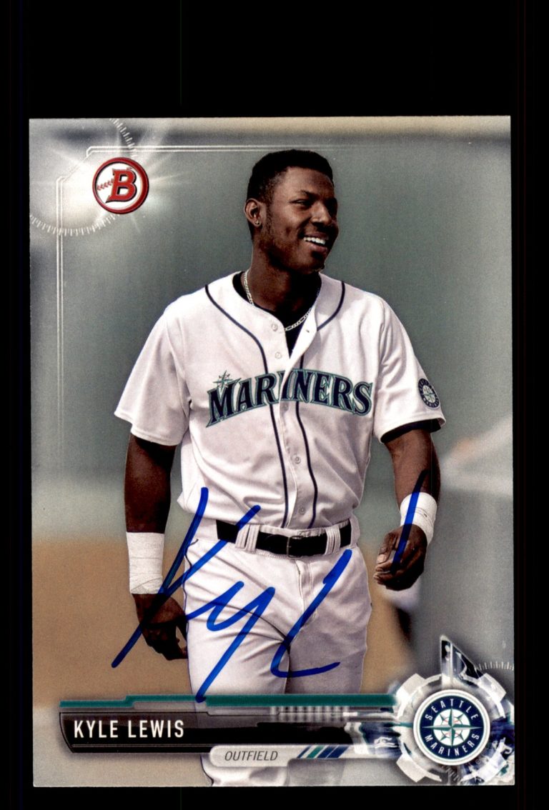 Signed Baseball Card Auto Kyle Lewis 2017 Bowman #BP125 Seattle Mariners