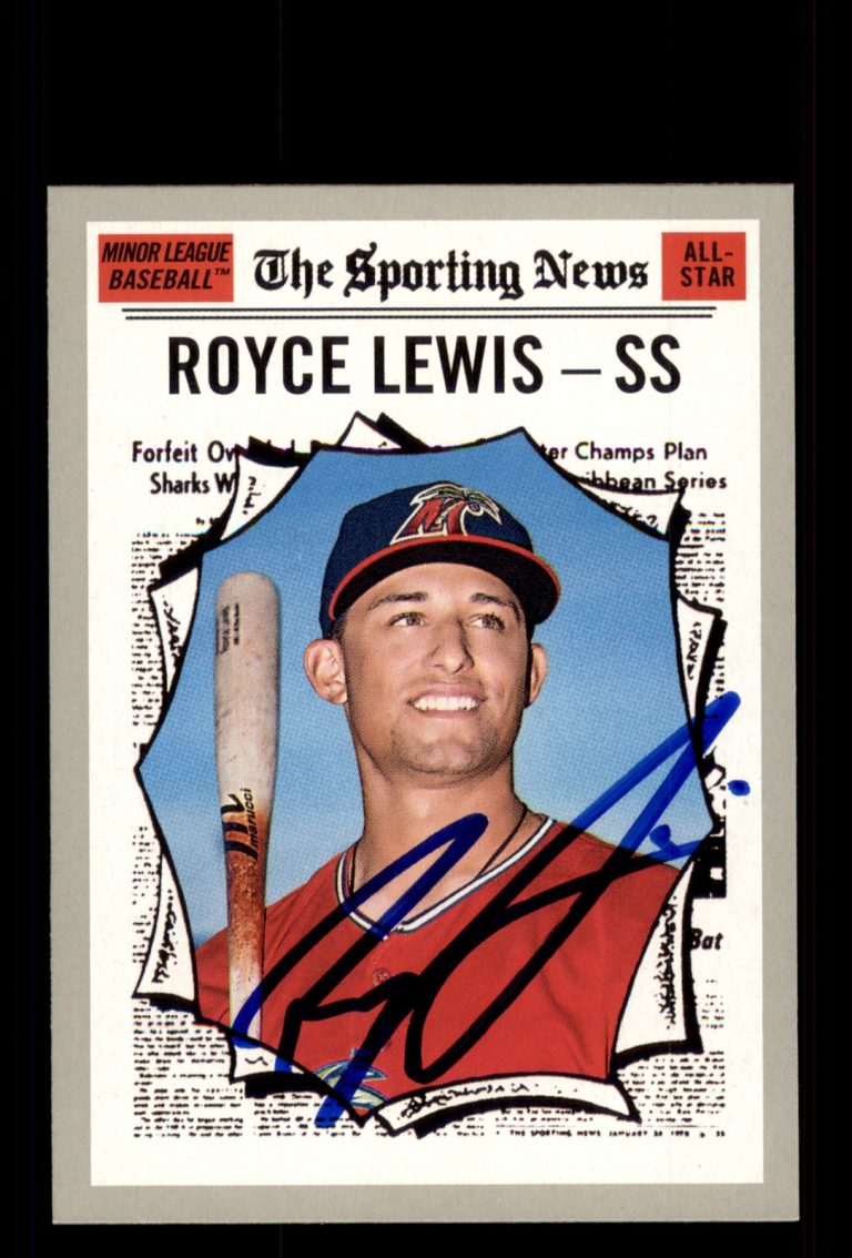 Signed Baseball Card Auto Royce Lewis 2019 Topps Heritage Minor League #184