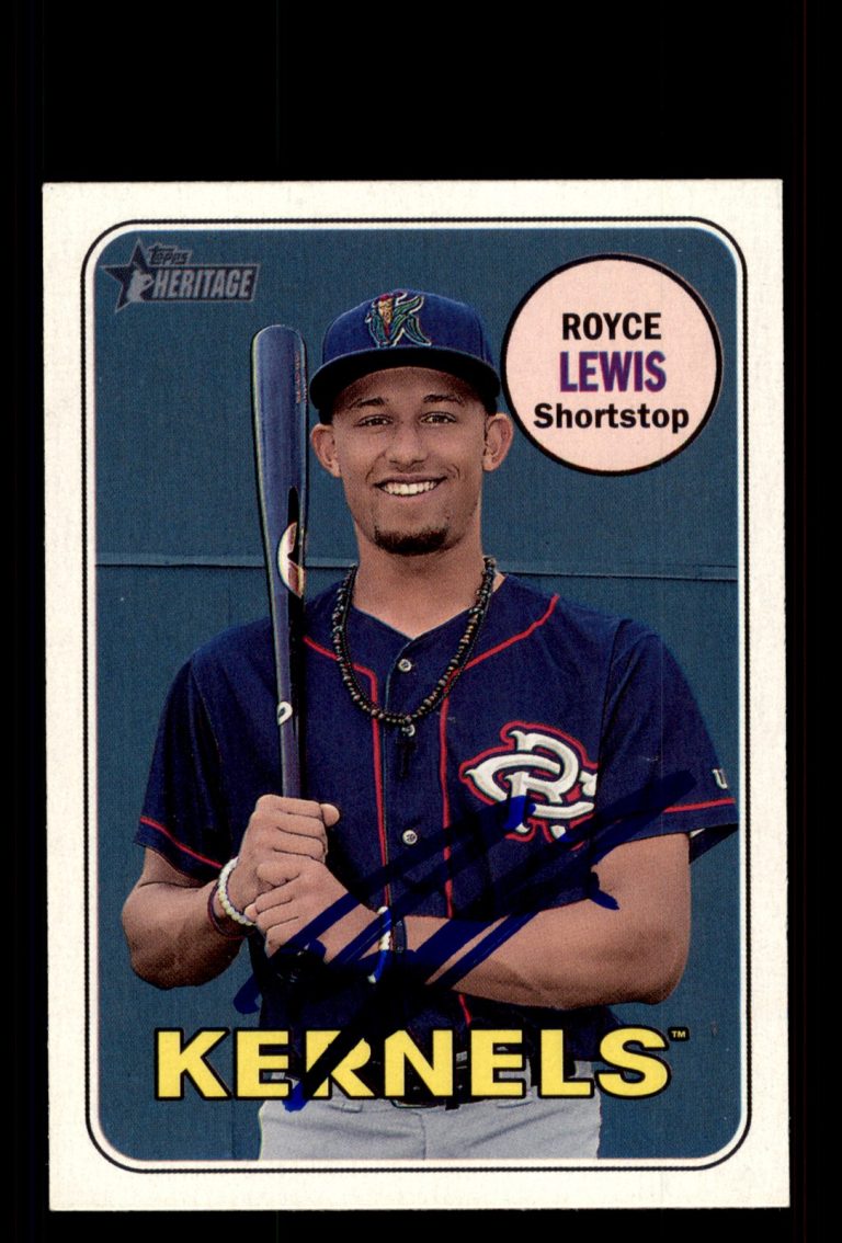 Signed Baseball Card Auto Royce Lewis 2018 Topps Heritage Minor League #150