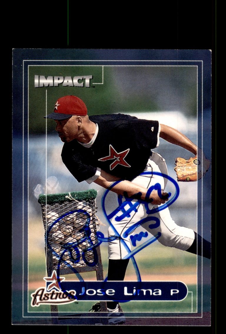 Signed Baseball Card Auto Jose Lima 2000 Fleer Impact #65 Houston Astros
