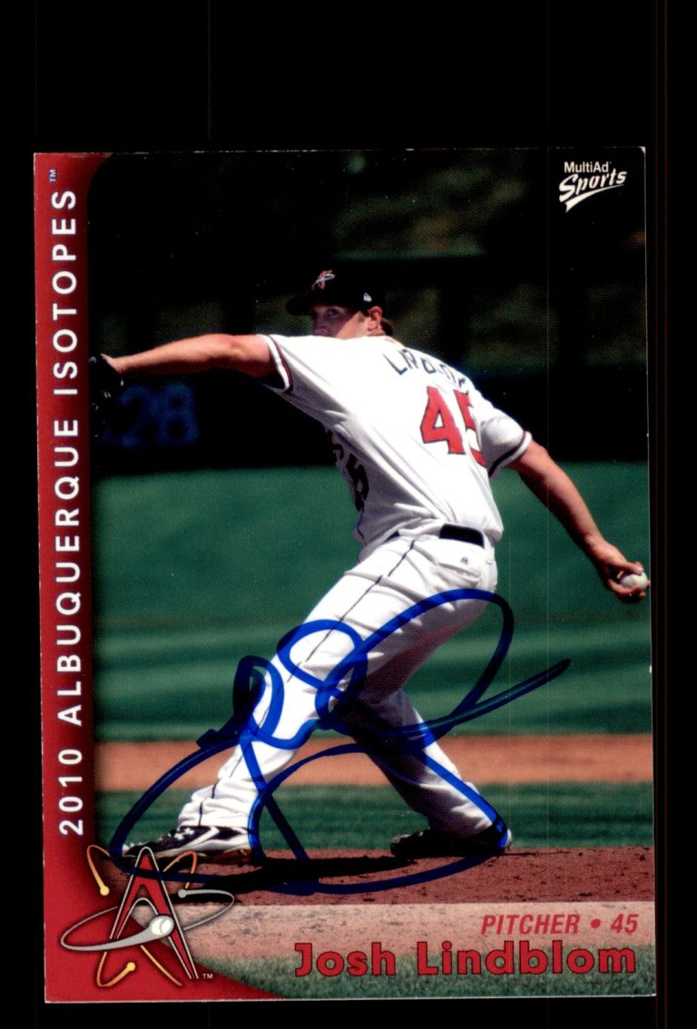 Signed Baseball Card Auto Josh Lindblom 2010 MultiAd Albuquerque Isotopes