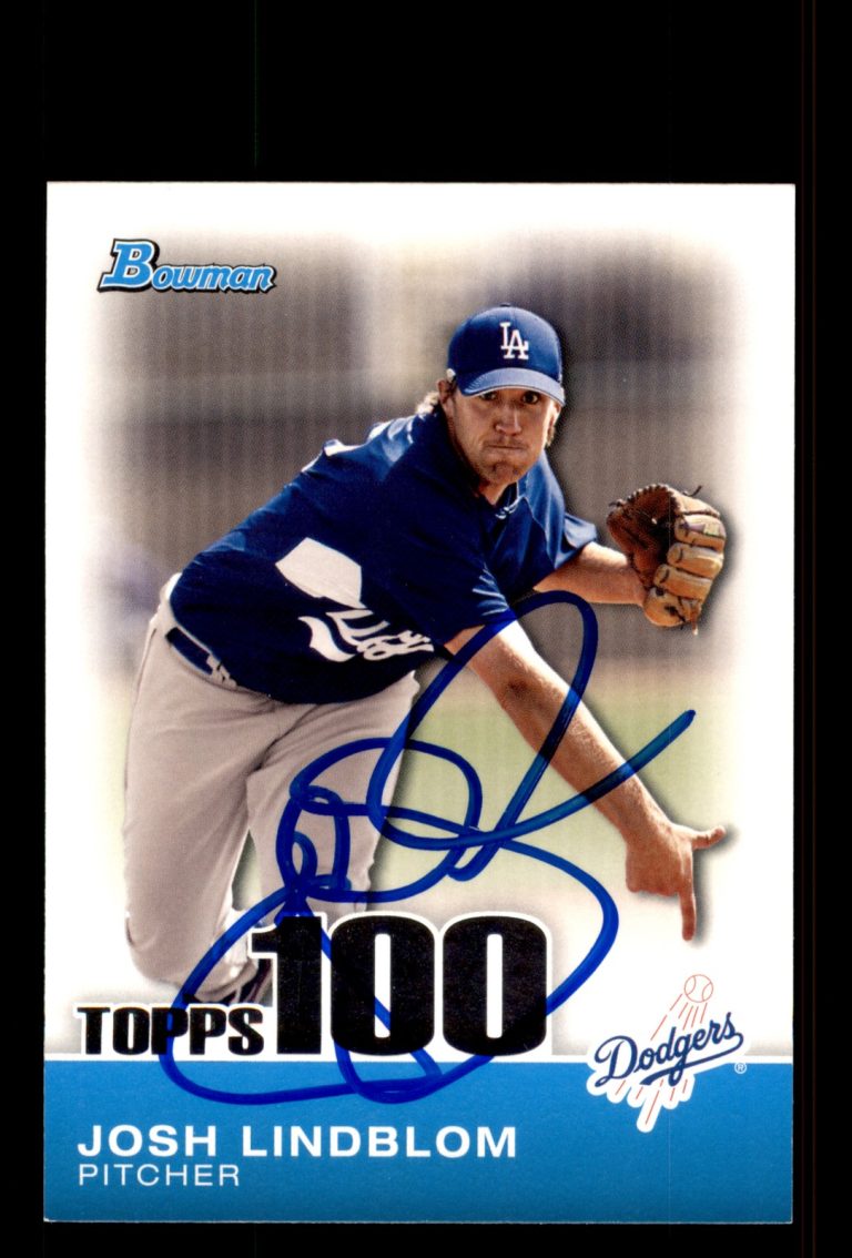 Signed Baseball Card Auto Josh Lindblom 2010 Bowman #TP89 Los Angeles Dodgers