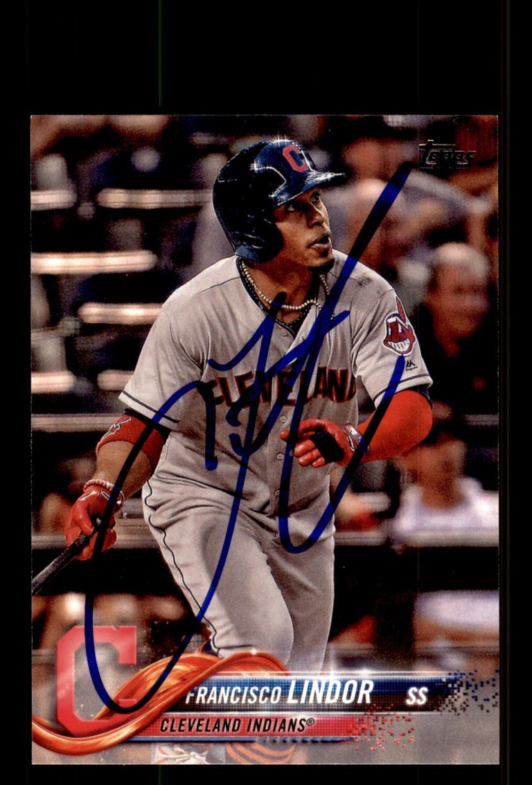 Signed Baseball Card Auto Francisco Lindor 2018 Topps #10 Cleveland Indians
