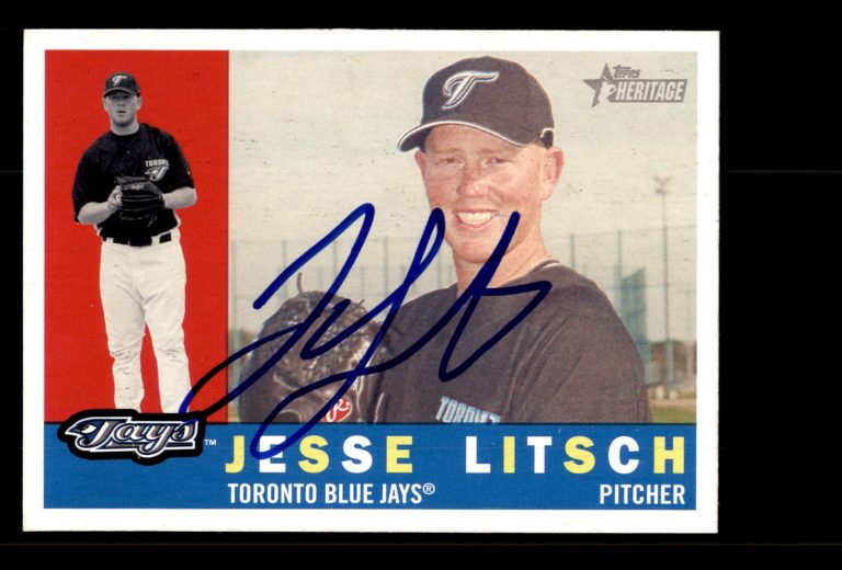 Signed Baseball Card Auto Jesse Litsch 2009 Topps Heritage #66 Toronto Blue Jays