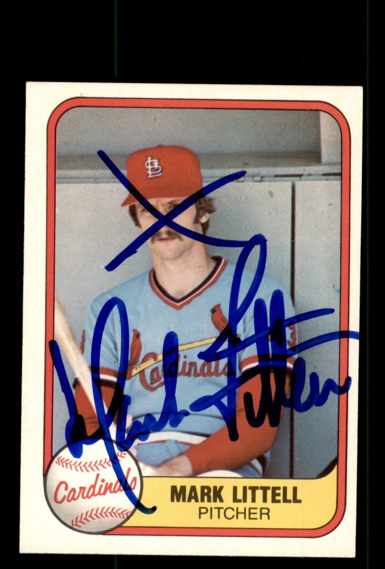 Signed Baseball Card Auto Mark Littell 1981 Fleer #544 St. Louis Cardinals