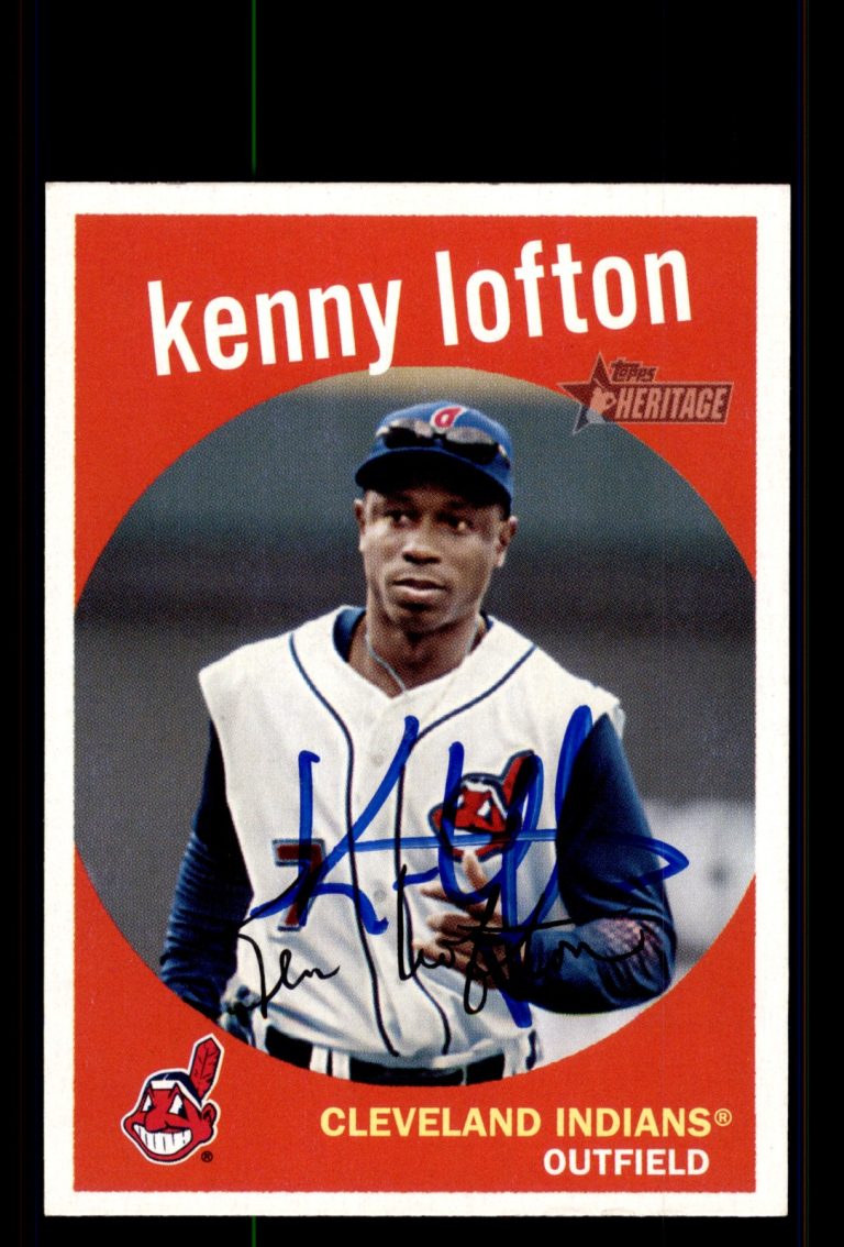 Signed Baseball Card Auto Kenny Lofton 2008 Topps Heritage #36 Cleveland Indians
