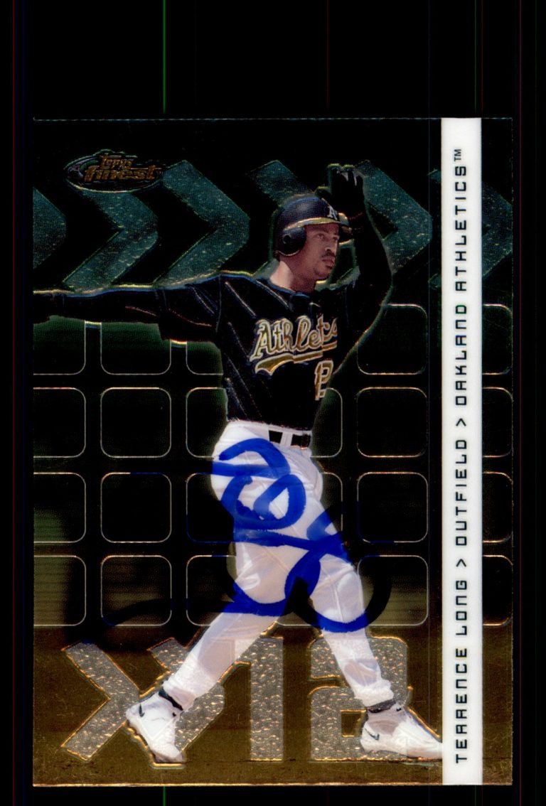Signed Baseball Card Auto Terrence Long 2002 Topps Finest #29 Oakland A's