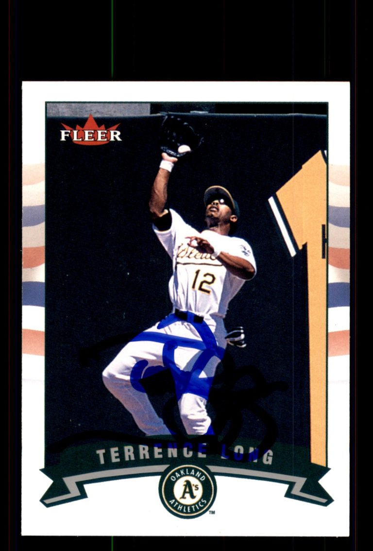 Signed Baseball Card Auto Terrence Long 2002 Fleer #277 Oakland Athletics