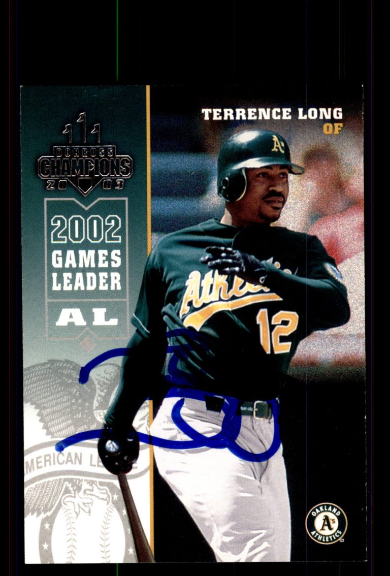 Signed Baseball Card Auto Terrence Long 2003 Donruss Champions #189 A's