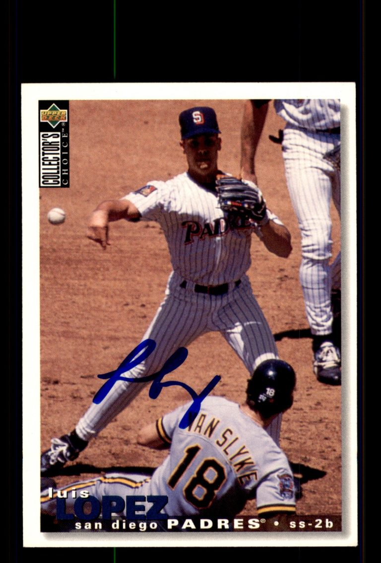 Signed Baseball Card Auto Luis Lopez 1995 Collector's Choice #348 Padres