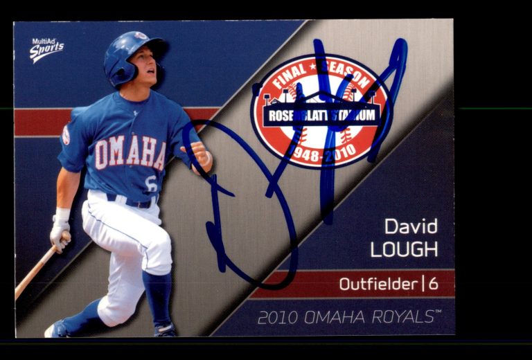 Signed Baseball Card Auto David Lough 2010 MultiAd Omaha Royals