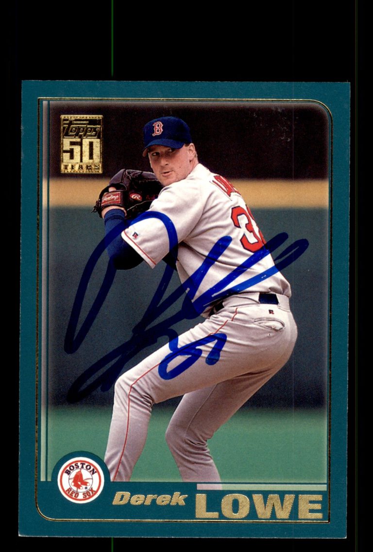 Signed Baseball Card Auto Derek Lowe 2001 Topps #24 Boston Red Sox