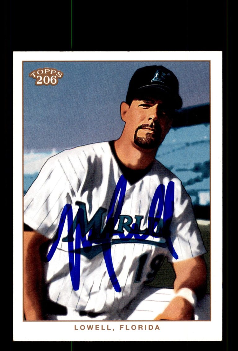 Signed Baseball Card Auto Mike Lowell 2002 Topps 206 #336 Florida Marlins