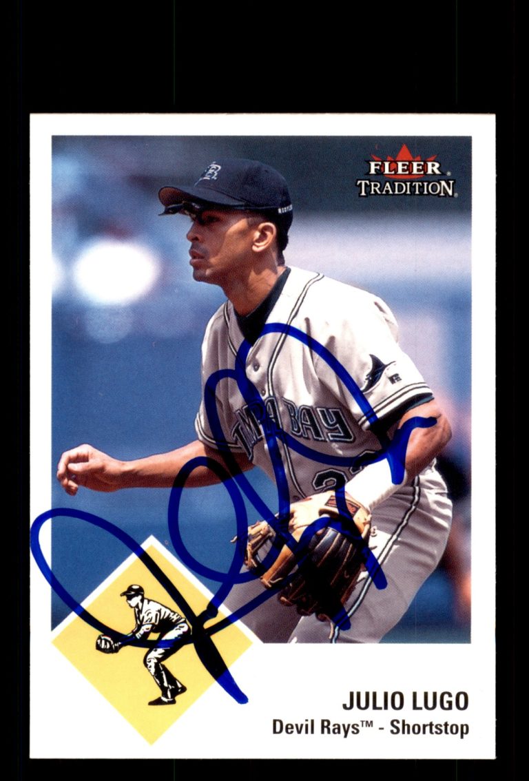 Signed Baseball Card Auto Julio Lugo 2003 Fleer Tradition Update #U195 Rays