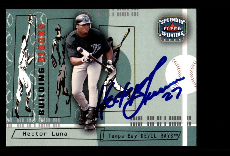 Signed Baseball Card Auto Hector Luna 2003 Fleer Splendid Splinters #125 Rays